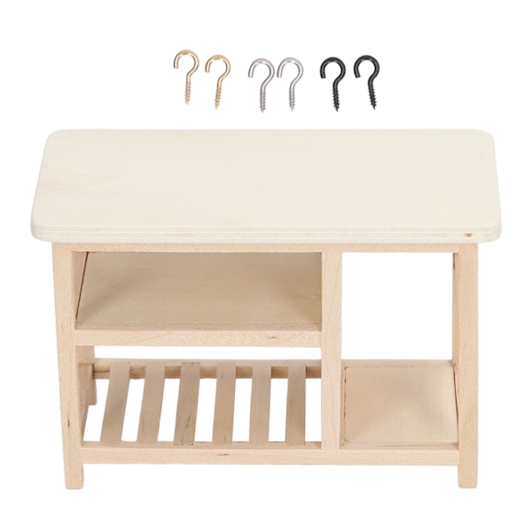 Dukkehustabell i skala 1:12 Træ Miniature Umalede Simulering Dukkehustabell