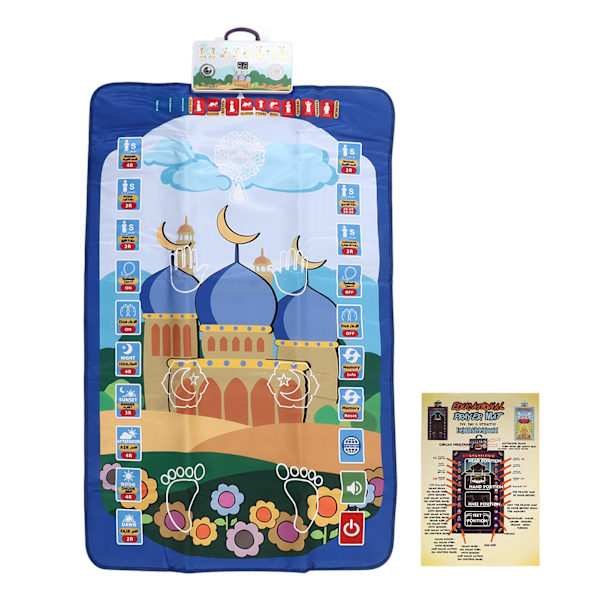 Elektronisk bønnemåtte til børn 6 sprog Foldbar Smart Intelligent muslimsk bønnemåtte til børn Voksne Blå