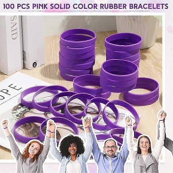 100 stk. silikonearmbånd, blanke elastiske armbånd, kompatible med mænd og kvinder
