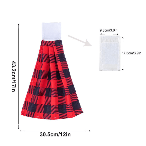 2 stk Check Plaid køkkenhåndklæde Absorberende hængende bindehåndklæder med løkke til badeværelse