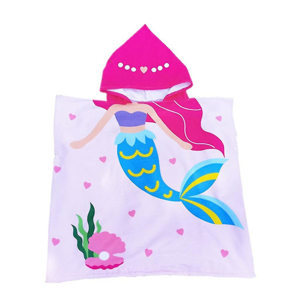 Barn Rolig tecknad Poncho strandhandduk med huva för pojkar och flickor Huvhanddukar Badrock för barn med dragsko B