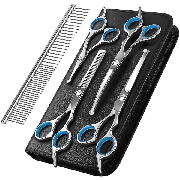 Dog Grooming Scissors Kit Professionell säkerhetsgallringssax Kam Blue