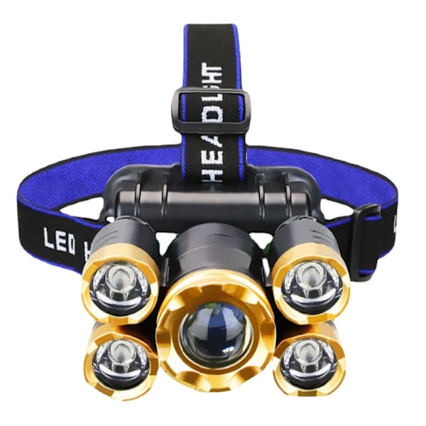 Headlamp 5 LED Plastic High Light Rechargeable 4 Modes 90° Adjustable Head Flashlight Light with Charger