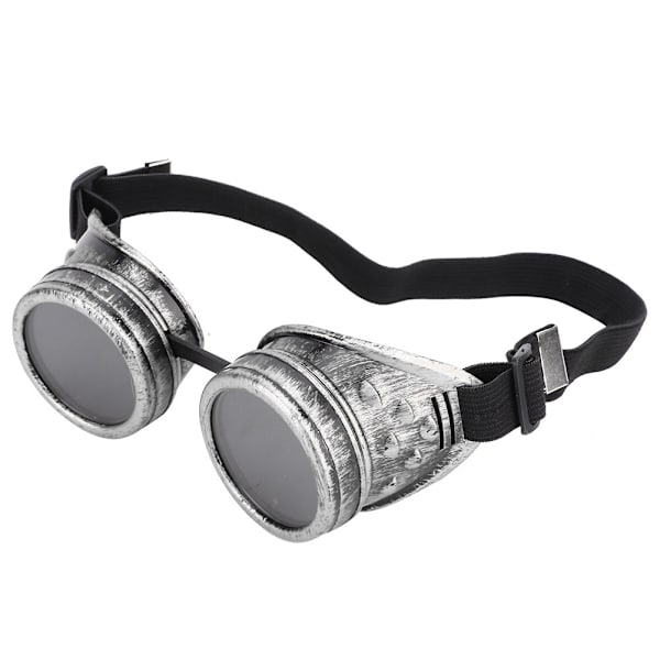 ABS-muoviset steampunk-tyyliset vintage-lasit, kaksinkertaiset aurinkolasit juhliin ja rekvisiitaksi, vintage-hopea