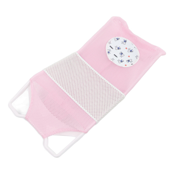 Baby Mesh Badepude Sød Tegneserie Sikker Ergonomisk Nyfødt Badekar Støtte Netpude til Hjem Rosa