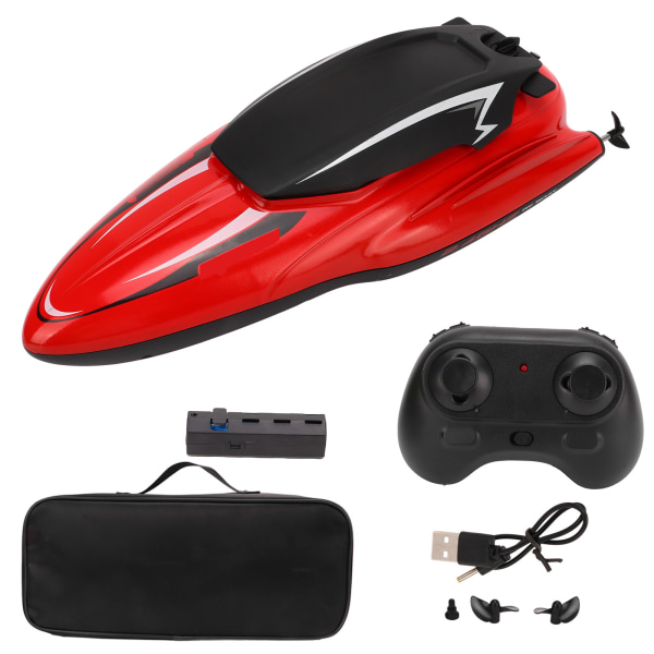 Remote Control Boat RC Ship Waterproof High Speed Speedboat Model Toy for Above 8 Years Old Red 2Pcs Battery