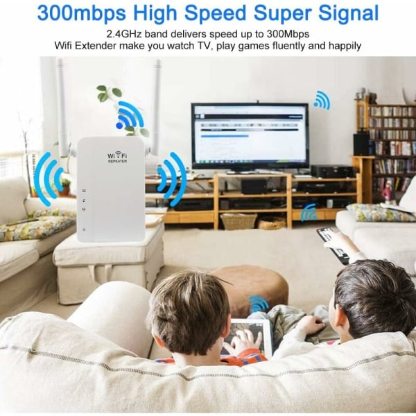 Wifi Signalforstærker Trådløs Repeater Signalforstærker 300M (Vit),HANBING