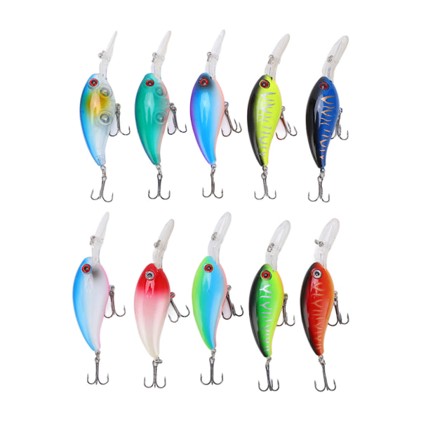 10 st artificiella Crankbait 3D fiskedrag fisketillbehör för basgäddor sötvatten