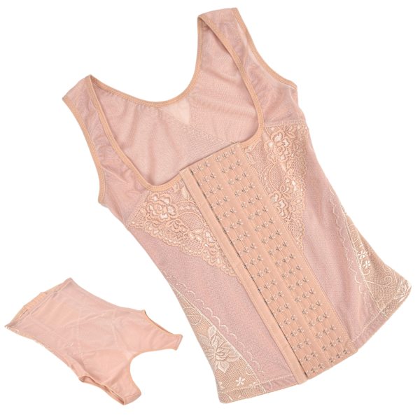 Kvinders Midje Træningskorset Vægttab Mavekontrol Vest Body Shaper Cincher Linned Hudfarve M