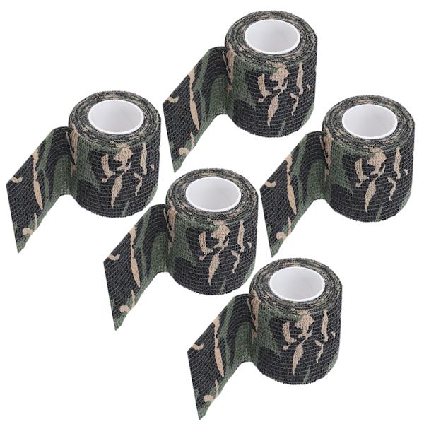 (5 stk sæt) Selvklæbende non-woven udendørs stræktape Jagtkamouflagebånd (Woodland Camouflage)