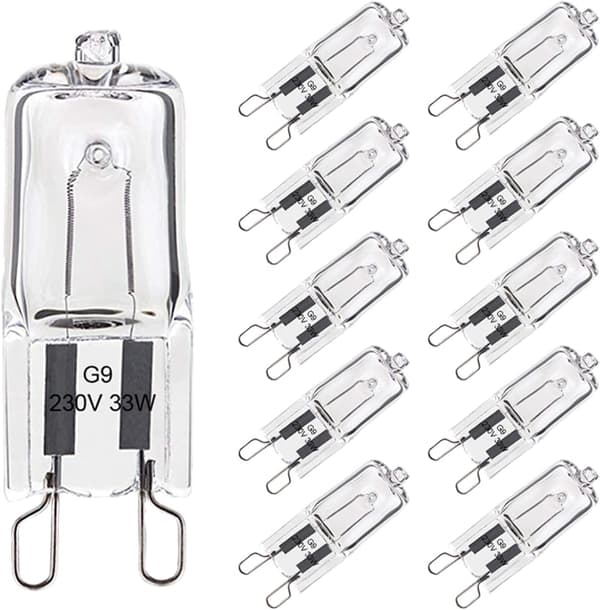 G9-lampe 33W Dimbar varmhvit, G9 halogen for ovn 10 stk. Perfet-max