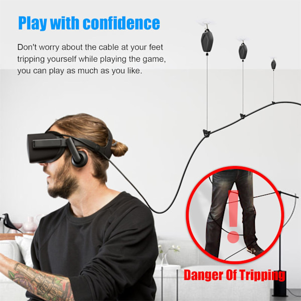 6 stk VR-kabelhåndtering for Quest 2 for Rift S for Valve Index for HTC Vive for HP Reverb G2 for PSVR Link-kabel