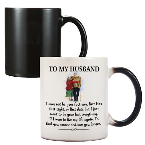 TIL MIN MAN Varmefølsom krus Temperaturfargeskiftende krus Kaffekopp Valentinsdag gave til kjæreste ektemann