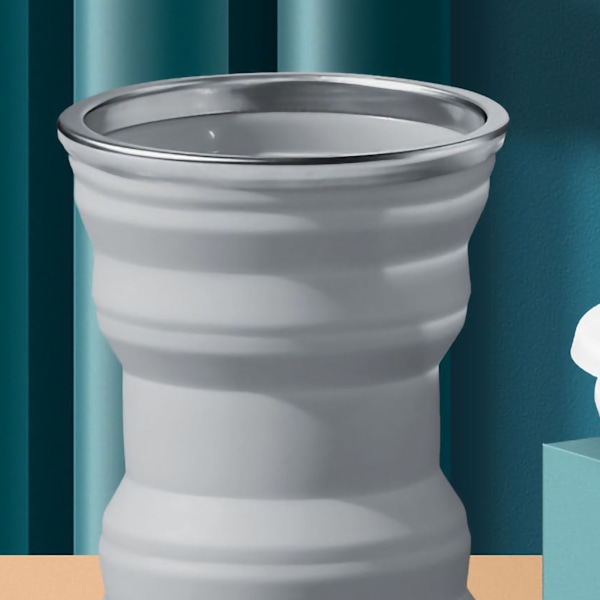 Sammenleggbar kopp i silikon - genial, bærbar, plassbesparende, mini sammenleggbar kopp med lokk for utendørsreiser 320ML Milky Way Grey