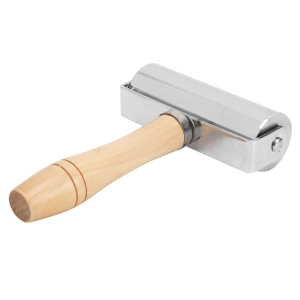 Leather Press Edge Roller DIY Leather Craft Wooden Handle Edge Rolling Tool SilverL 100mm / 3.94in