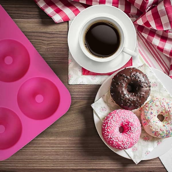 3 stk. silikone doughnutforme, til doughnutbagning Grøn, Rosa, Blå