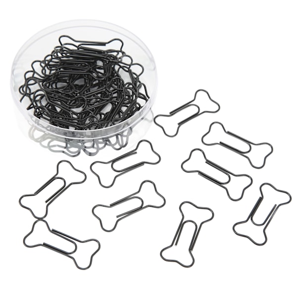 45 stk. Hundebensformede Papirclips Sorte Letvægts Notesbog Dokument Organisering Wire Bogmærke Clips