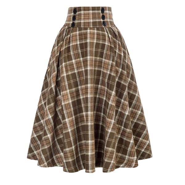 Dame Ternede Uldnederdele A-formede Tartan Lange Nederdele Gul Yellow M
