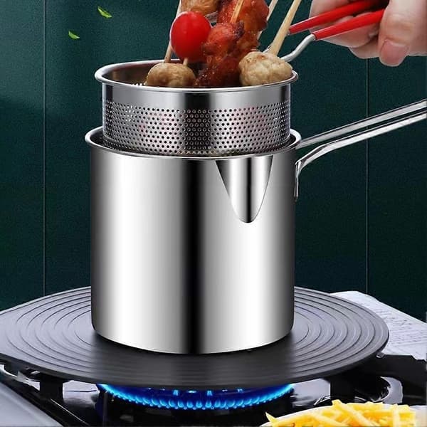 Kjøkken Frityrgryte Rustfritt Stål Med Silkurv Frityrgryte Multifunksjonell Husholdnings Mini Stekepanne B