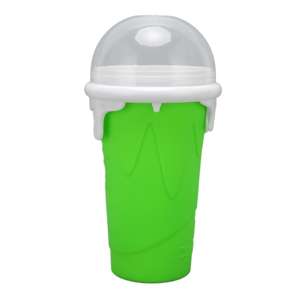 Frossen Smoothie Kopp Gjenbrukbar Eksplosjonssikker Myk Silikon Frossen Klem Kopp Smoothie Maker Kopp med Dobbel Bruk Sugerør for DIY Grønn