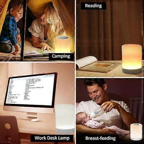 Nattlampe med berøringssensor, USB-oppladbar LED-nattbordslampe, dimbar