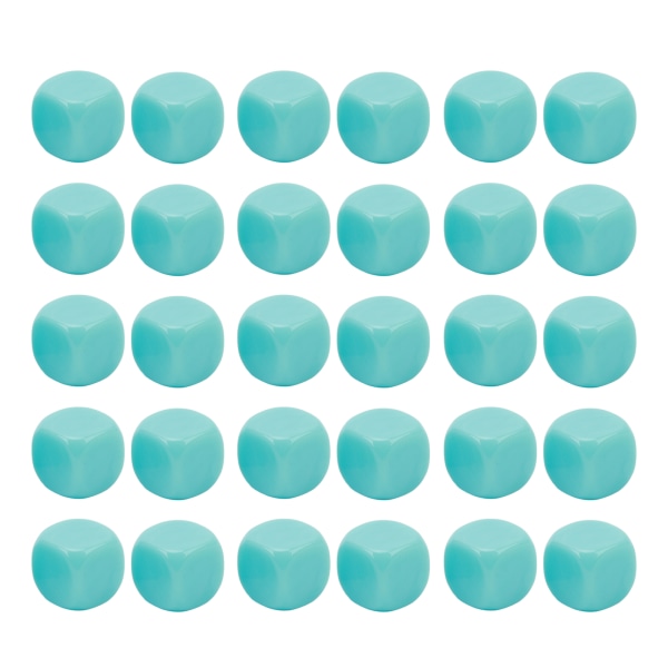 30st roliga tomma tärningar Set DIY Puzzle Round Corner 6-sidig tärning för brädspel Math Learning Ljusblå