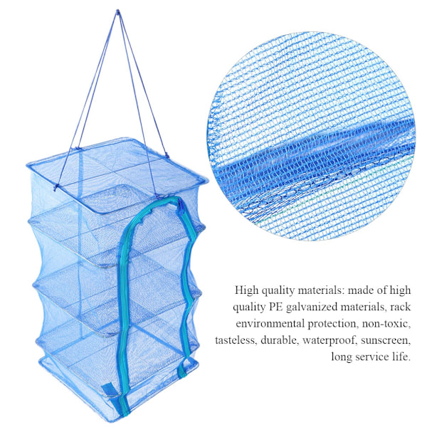 Sammenleggbar Mesh Henge Tørkestativ Nett Anti-Fluer Tørket Mat Oppbevaring Bæreveske (35CM)