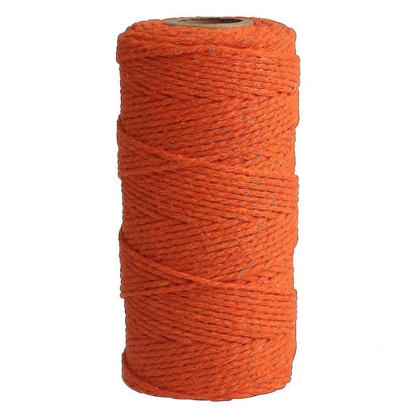 2 mm 100 m bomullssnöre 8-lagers enfärgad juldekorativ tråd för gör-det-själv hantverk Presentbaka inpackning Orange 1 Pack