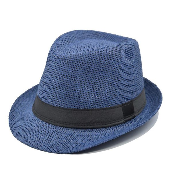 Fedora-hatt for menn og kvinner Sommerstrandhatt Jazzhatt Solhatt Dark blue 56-58cm