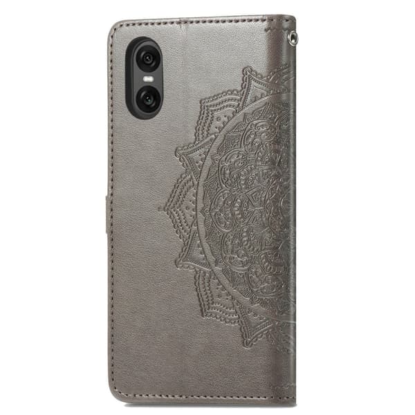 Mandala læder Sony Xperia 10 VI etui - Grå Silvergrå silver
