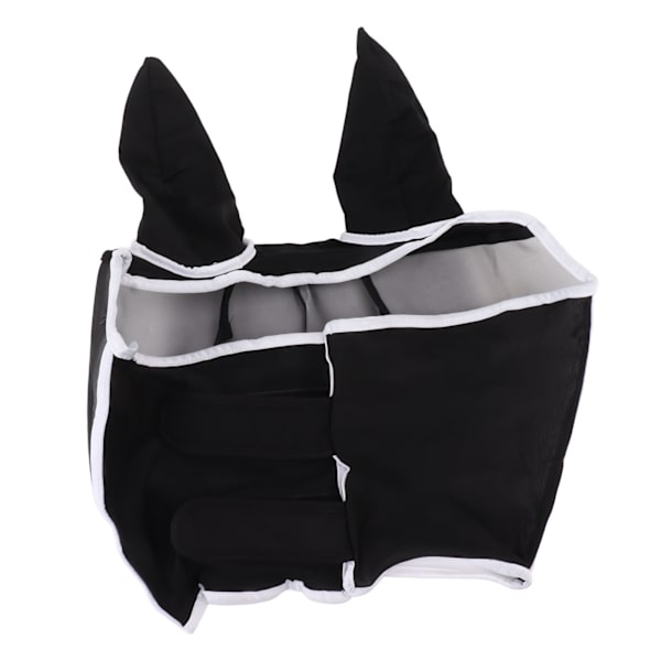 Hestefluemaske All Round Mesh Andas Flugmaske Elastisk UV-beskyttelse Hest Ansigtsmaske med Ører Sort S 42x35cm / 16,5x13,8in