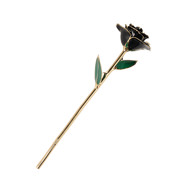 24K Gullbelagt Rose Gull Dyppet Rose Dekorasjon Ekte Gullbelagt Rose Ornament med Stativ for Bryllup Bursdag Svart