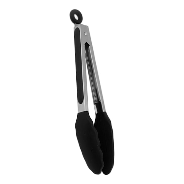 Køkken Tang Silikon Rustfrit Stål Varmebestandig Anti-Slip Madserveringstang til Bagning Madlavning Sort 28cm / 11in