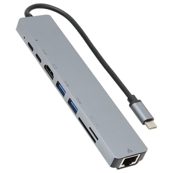 USB C Dock 8 i 1 Multifunktionel Type C til RJ45 USB3.0 USB C HD Multimedie Interface Dockingstation til Desktop Laptop