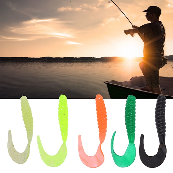 T0053 25ST Mjukt gummi Fiskedrag Grub Konstbete Simmask Set Verktygstillbehör
