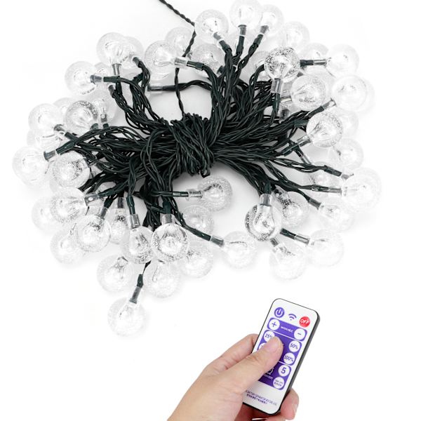 Vattentäta 10 m 60 LED-chips Solar Powered Ball Bulb String Lights för festlig festdekoration