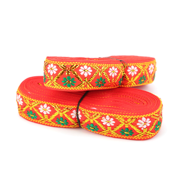 2 st Broderad Spets Lång 7 meter Bredd 2,5 cm Elegant Band för Hantverk Bröllopsdekoration Klänningstillverkning Presentförpackning Röd