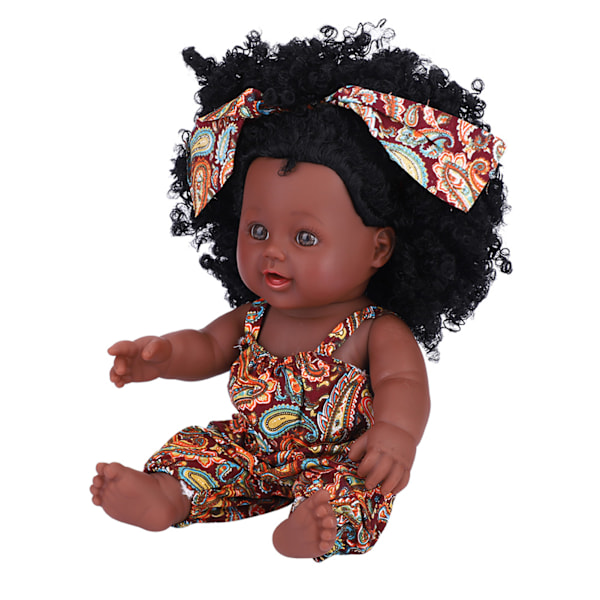 Mjuk vinyl babydocka med kläder Nyfödd sovbadleksak (gul blommig jumpsuit)