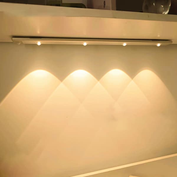 LED Closet Light Ultra-thin Intelligent Rechargeable Wireless LED Motion Sensor Light for Cabinet 40cm / 15.7in Silver