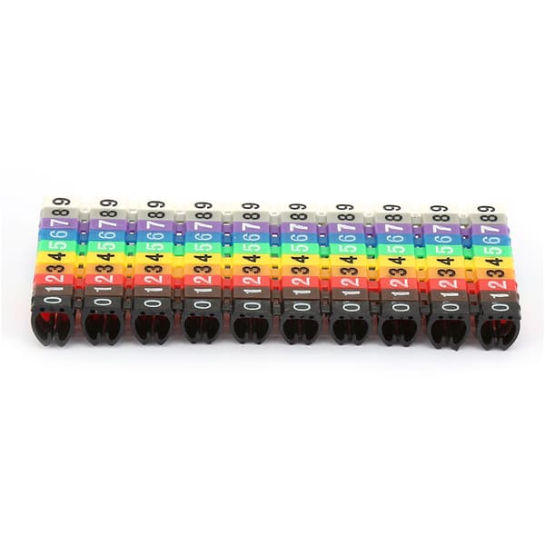 Digitale Nummerrør Trådnummer Etiket Rør Kabelmarkering Farverige (100 stk 6mm²)