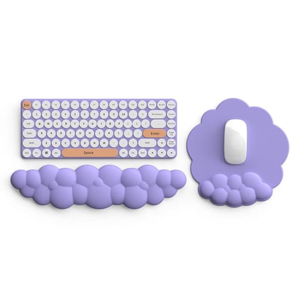 Skyformet håndledsstøtte og musemåtte sæt Ergonomisk smertelindring sødt skrivebordstilbehør skridsikkert sæt Lilla_max Purple