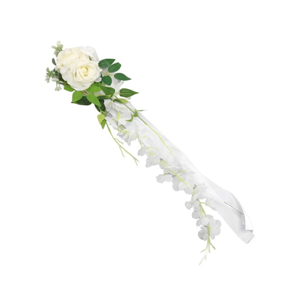 Bryllupsstol Ryg Blomst Kunstig Naturtro Fast Form Rig Lager Elegant Rose Bryllupsfest Stol Rygdekoration 17048