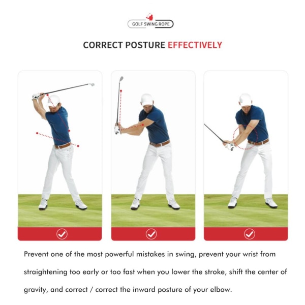 Swing träningshjälp rep golf swing korrigerande verktyg hållning rörelsekorrigering inomhusträningsutrustning för nybörjare