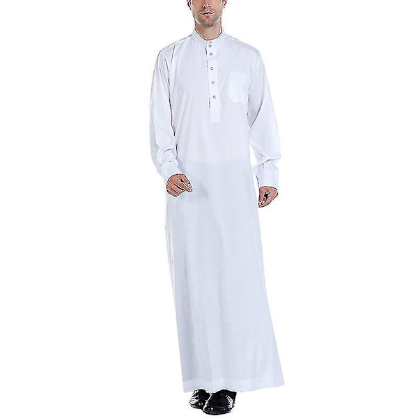 Islamisk Mænds Hvid XL Plain Lang Robe Thobe Kaftan Kjole