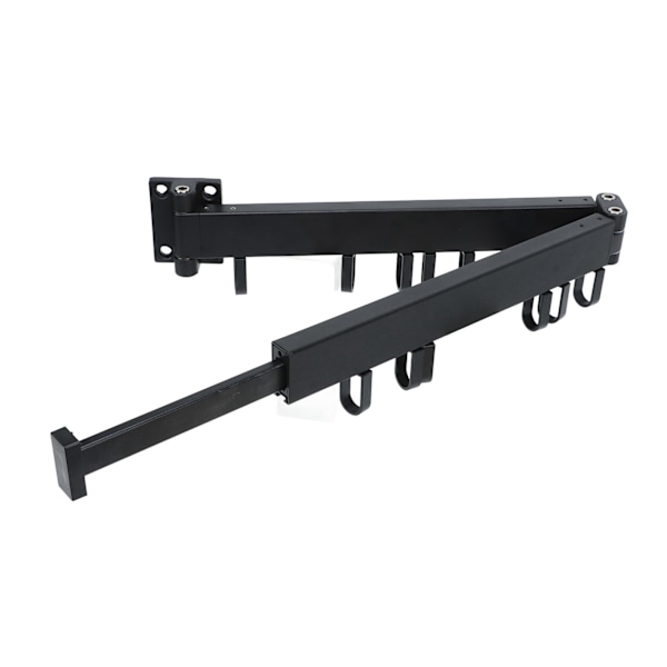 Wall Clothes Drying Rack Retractable Space-Saving Rotating Ring Single Clothes Hanger for Balcony Laundry Room Black Two-Fold