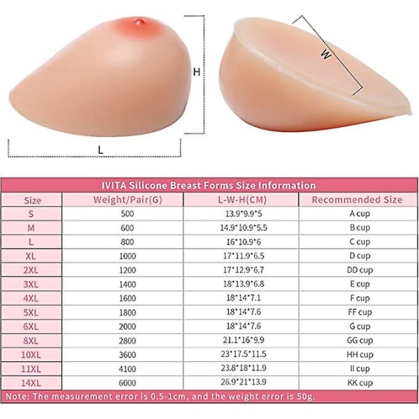 1 par silikonbröstformer i naturlig storlek falska bröst Bröstproteser Crossdresser Cosplay Transgender protes Mastektomi falska bröst 500g