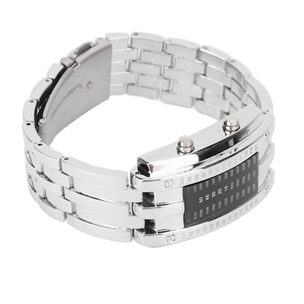 LED-klocka Unik binärt tidsläge Display Konvex bågstruktur Vattentät LED-armbandsur Elektronisk klocka Silver L
