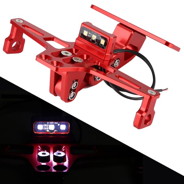 Universalholder til motorcykel bagnummerplade i aluminium med LED-lys