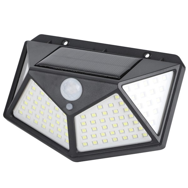 100LED Solcellebevegelsessensorlys Vanntett Vegglampe Gatelampe for Utomhushage