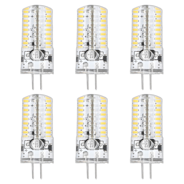 6 st G4 LED-lampor Bi Pin Base-glödlampor 5W LED-majslampor för landskapsbelysning Hembelysning Varmvit 2700-3000K